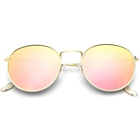 Round metal zonnebril - Roze