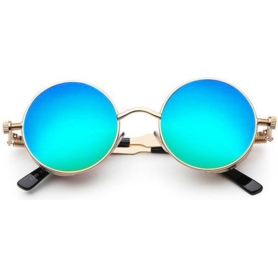 Ronde Steampunk zonnebril - Blauw/Groen