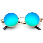 Ronde Steampunk zonnebril - Blauw/Groen