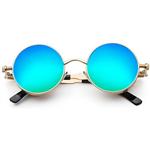 Ronde Steampunk zonnebril - Blauw/Groen