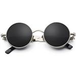 Ronde Steampunk zonnebril - Zwart/Zilver
